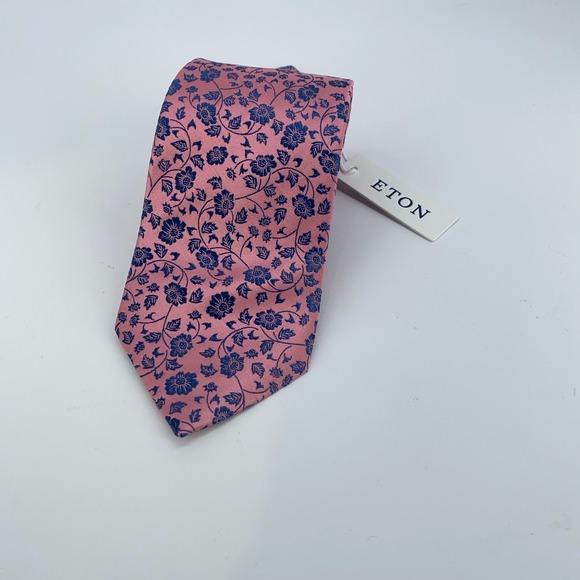 Eton Tie Mens One Size Pink Blue Floral Luxury‎ Classic Necktie England Made NWT